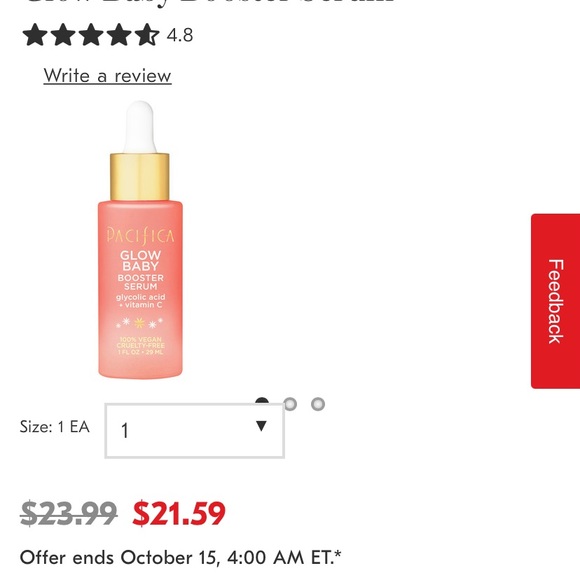 PACIFICA GLOW BABY VITAMIN C SERUM VEGAN AND CRUELTY FREE - Picture 4 of 4